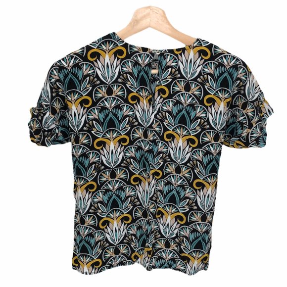 H&M tribal print short sleeve top size 2 - Picture 2 of 5